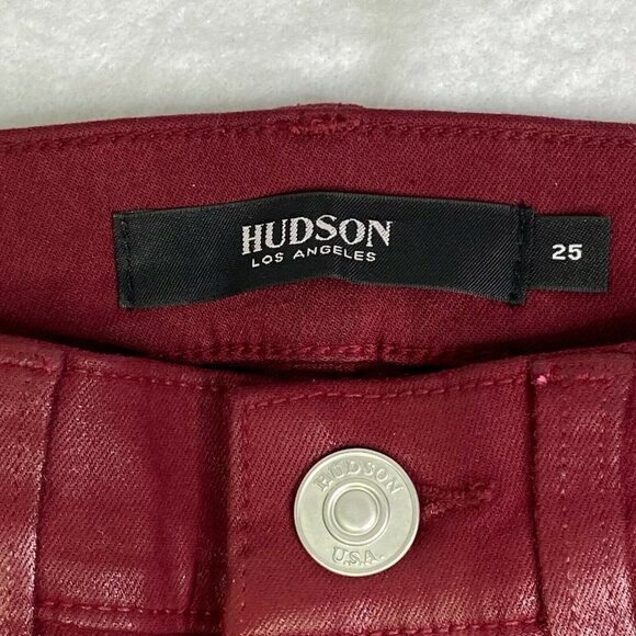 Hudson Womens Los Angeles Burgundy Mid Rise Flat F - Picture 3 of 8
